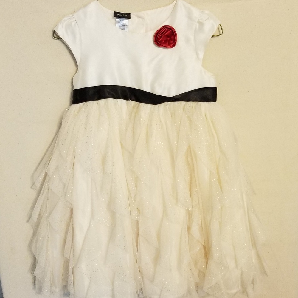 🔵Golden glitter/champagne dress w/red rose.